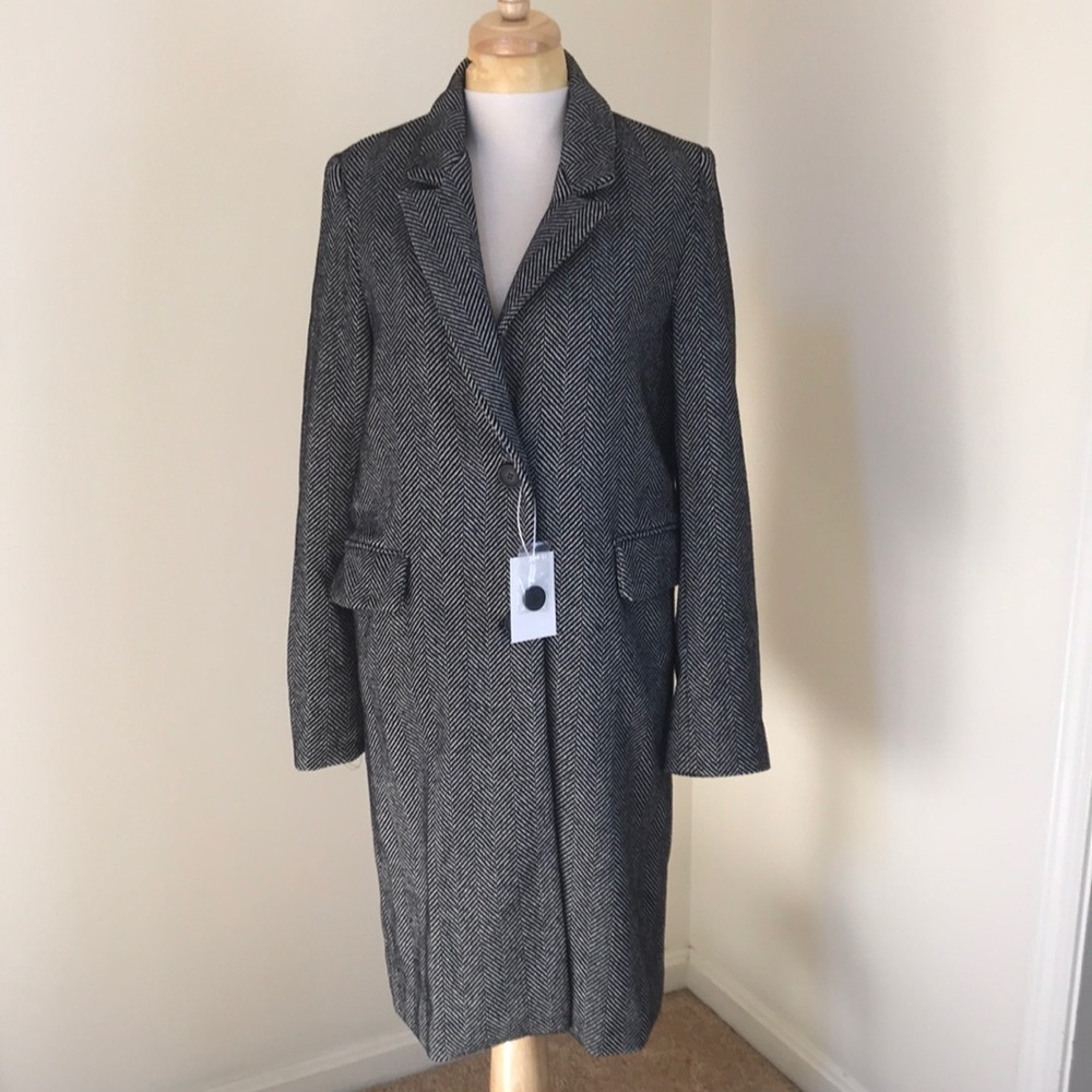 NWT! Bershka size S black combo wool blend jacket with pockets